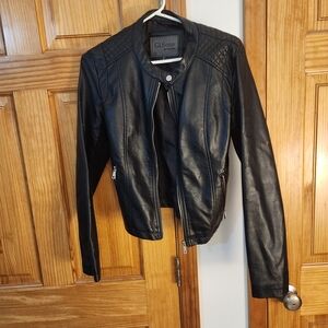 Ci Sono Black Leather Jacket Timeless Cropped Design